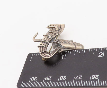 925 Sterling Silver Vintage Brooch Pin MEXICO 3D Miniature Saxophone  BP11211