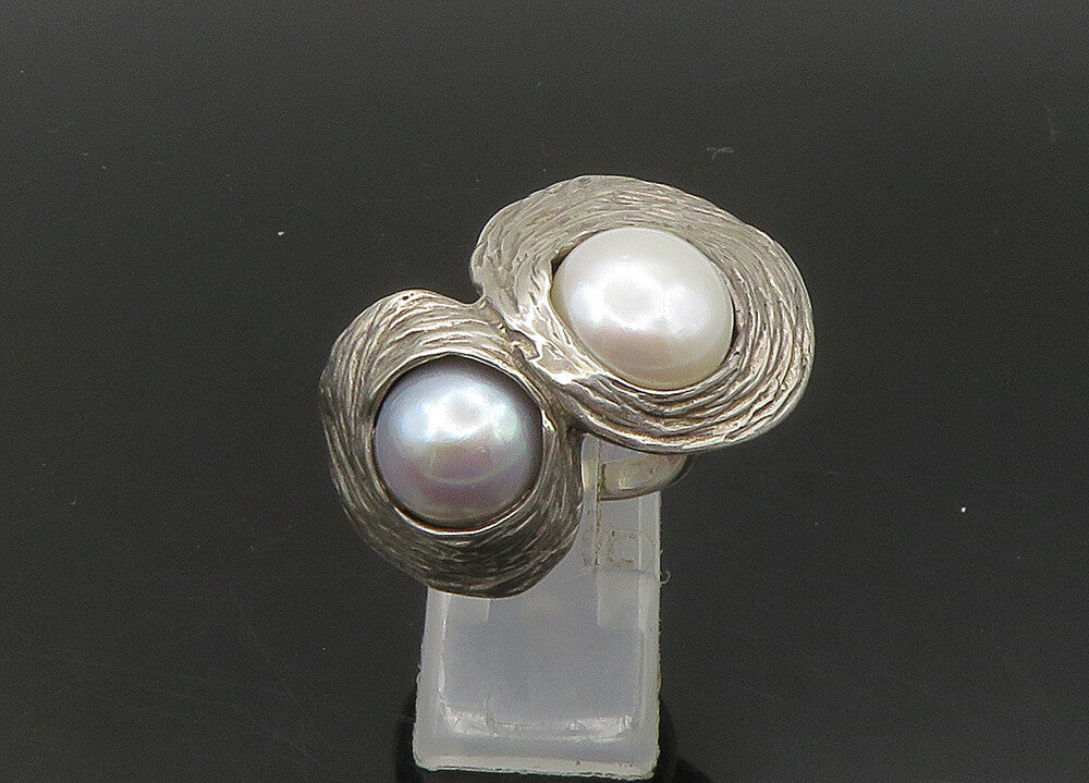 HAGIT GORALI ISRAEL 925 Silver  Vintage Pearls Cocktail Ring Sz 7  RG23248