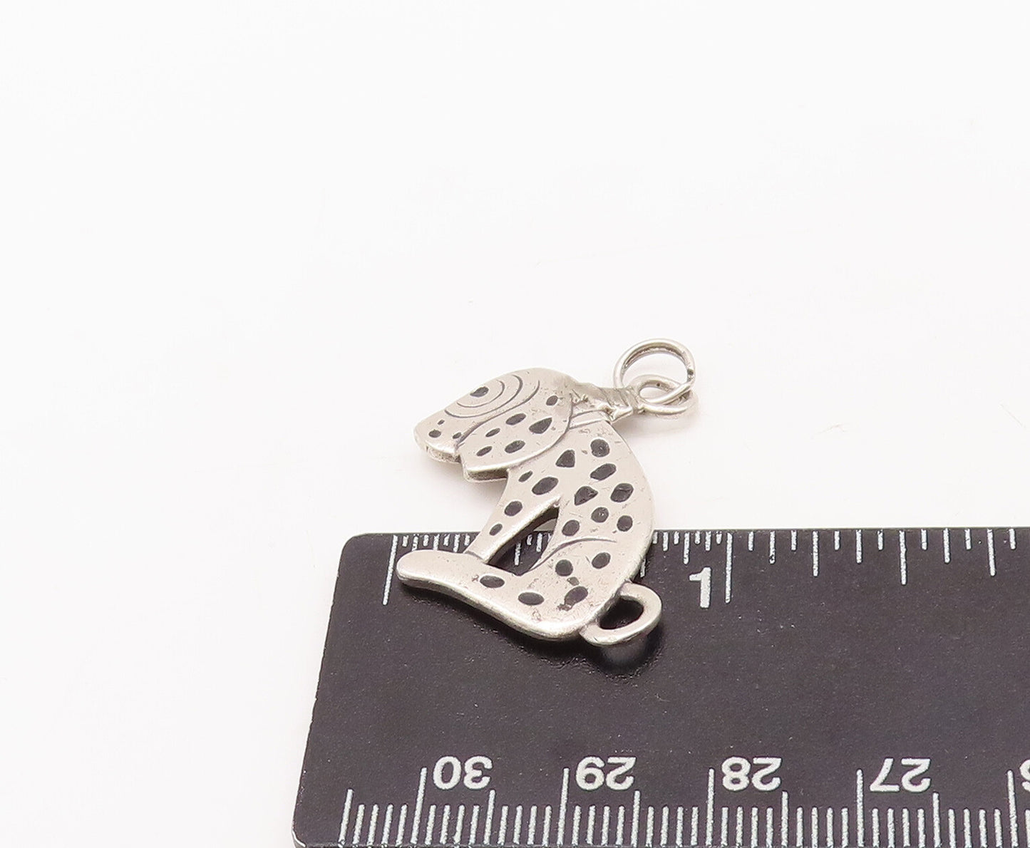 925 Sterling Silver Vintage Pendant Solid Carved Sad Dotted Dog  PT23178