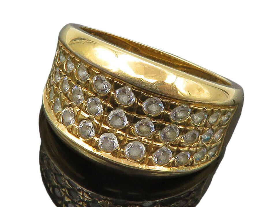 ROSS SIMON 925 Silver  White Topaz Gold Plated Tapered Band Ring Sz 7  RG12616