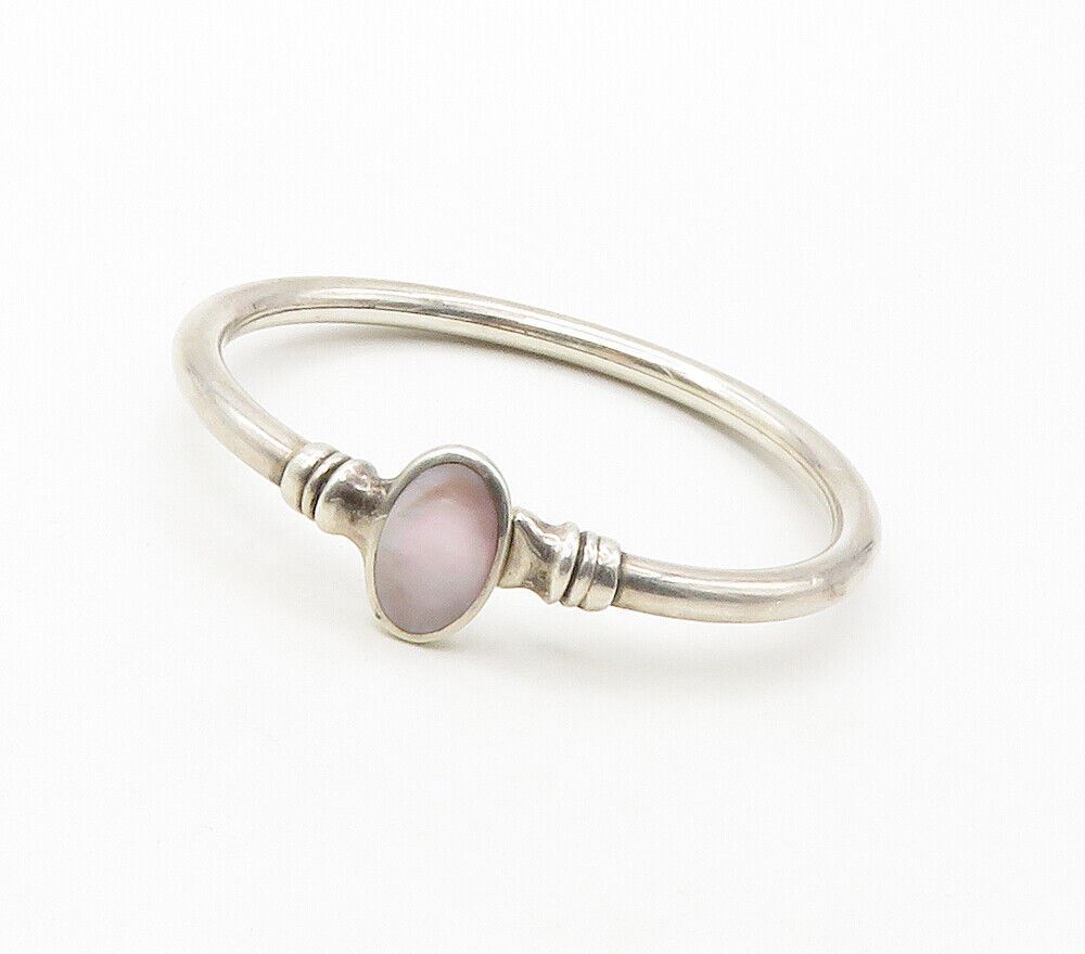 KABANA 925 Silver  Vintage Shiny Pink Mother Of Pearl Bangle Bracelet  BT6594