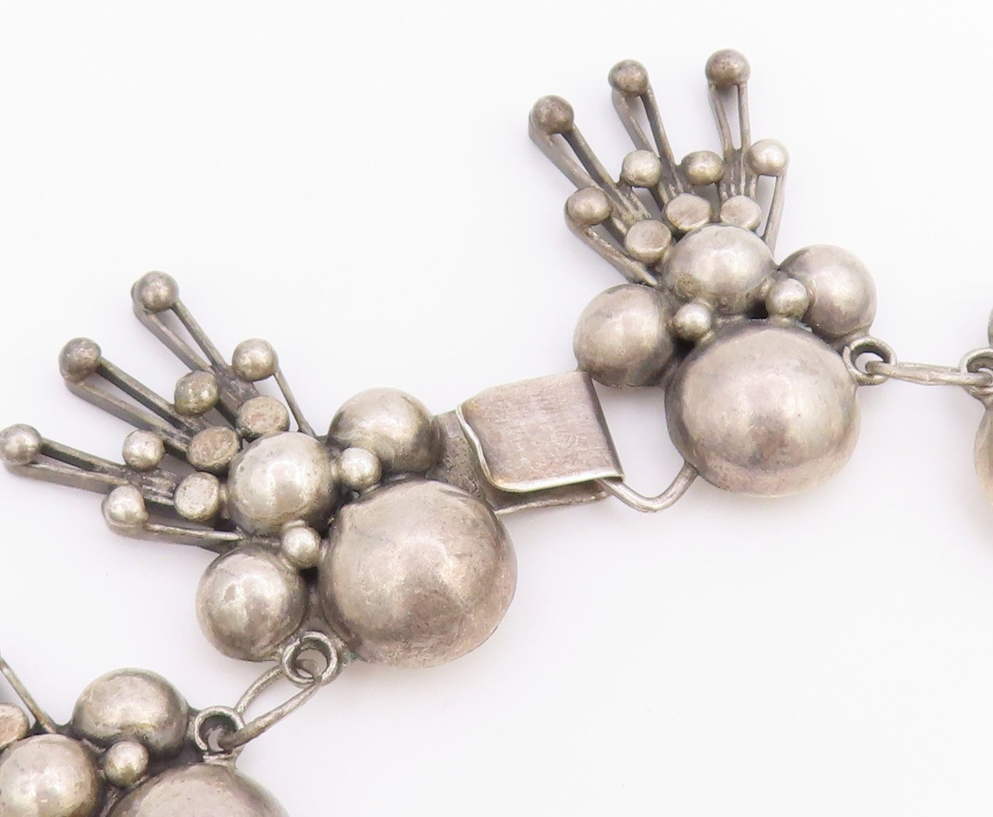 925 Sterling Silver Vintage Necklace TAXCO Doll Motif Statement Chain  NE4886