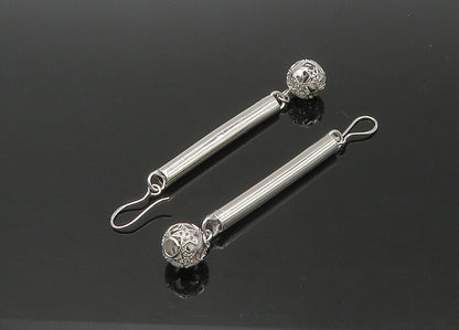 925 Sterling Silver  Vintage Shiny Star Sphere Tube Dangle Earrings  EG11038