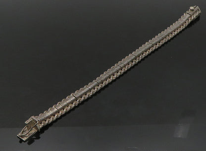 925 Sterling Silver  Vintage Dark Tone Rope Twist Chain Bracelet  BT9182