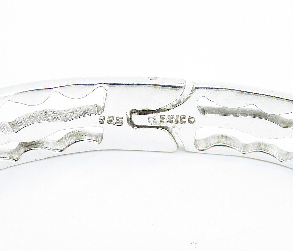 MEXICO 925 Sterling Silver  Vintage Shiny Bar Hinge Link Chain Bracelet BT2936