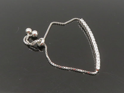 925 Silver  White Cubic Zirconia Adjustable Child Box Chain Bracelet  BT1059