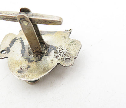 BGM MEXICO 925 Silver  Vintage Face Mask Tie Clip & Cuff Links Set  TR1384