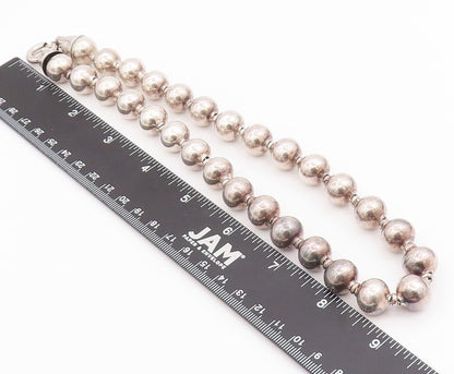 925 Sterling Silver Vintage Necklace Minimalist Dark Tone Heavy Beads  NE4458