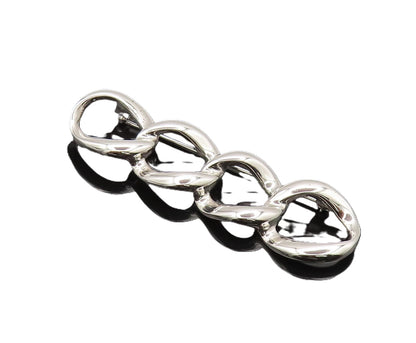 925 Sterling Silver Vintage Brooch Pin Cutout Linked Four Solid Rings  BP10555