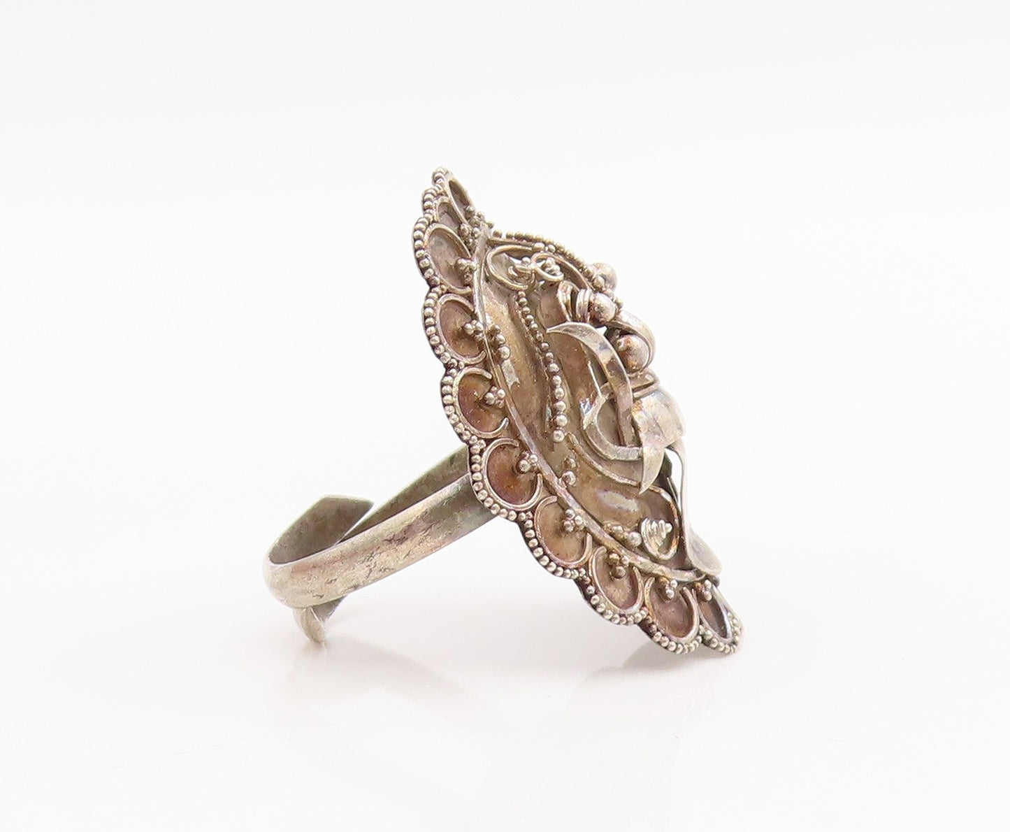 925 Sterling Silver Vintage Ring Balinese Demon Queen Band  Sz 7.5  RG34206