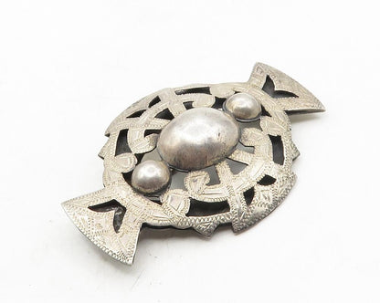 MEXICO 925 Sterling Silver  Vintage Etched Detail Cutout Brooch Pin  BP3976