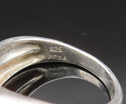 925 Sterling Silver  Vintage Genuine Diamonds Crisscross Ring Sz 7.5  RG25644