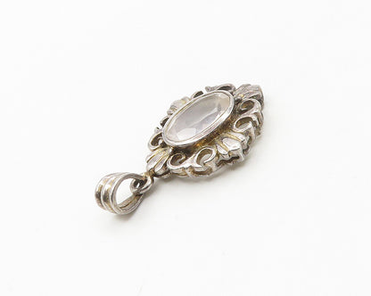 925 Sterling Silver  Vintage Faceted Topaz Swirl Flower Motif Pendant  PT14556