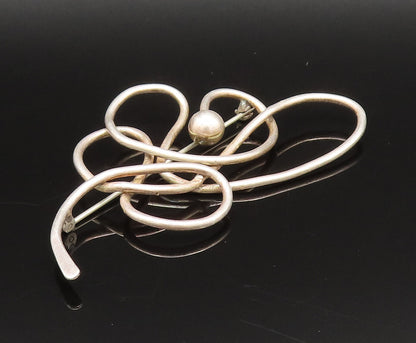 925 Sterling Silver  Vintage Bead Ball Knot Twist Outline Brooch Pin  BP9769