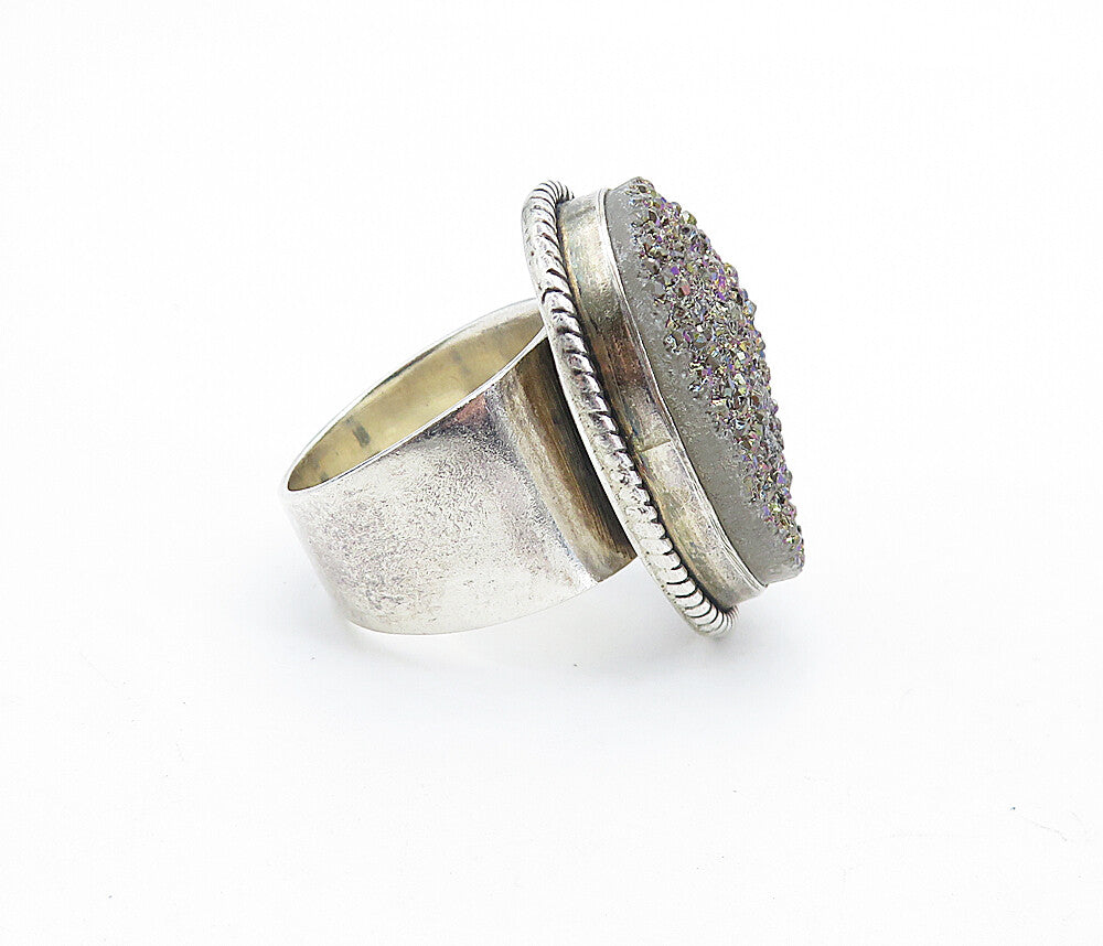 NICKY BUTLER 925 Silver  Vintage Druzy Stone Twist Cocktail Ring Sz 8  RG6417