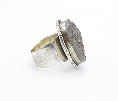 NICKY BUTLER 925 Silver  Vintage Druzy Stone Twist Cocktail Ring Sz 8  RG6417