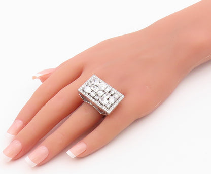 925 Sterling Silver Vintage Ring POMPOOS Multi Shape CZ Band  Sz 8  RG36358