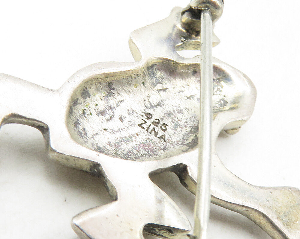 ZINA 925 Sterling Silver  Vintage Dark Tone Frog Motif Brooch Pin  BP3625