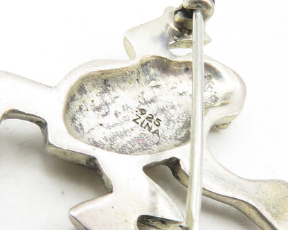 ZINA 925 Sterling Silver  Vintage Dark Tone Frog Motif Brooch Pin  BP3625