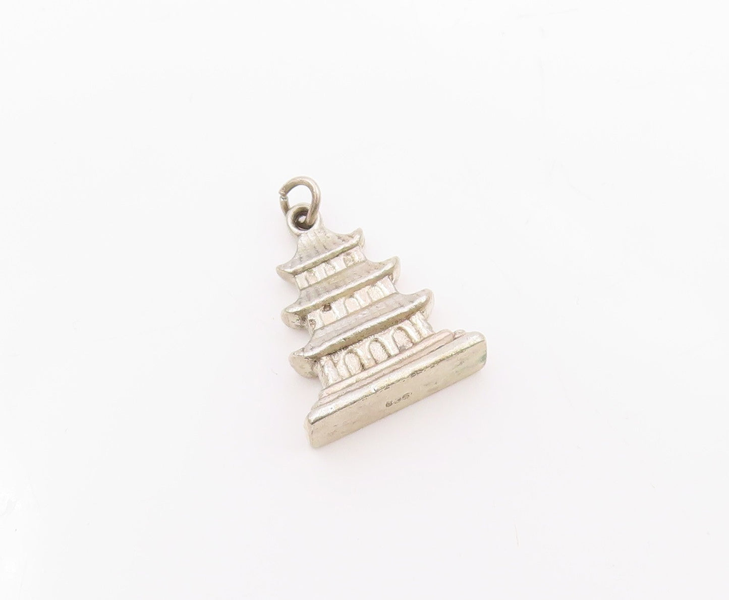 925 Sterling Silver  Vintage Three Floors House Motif Pendant  PT21495