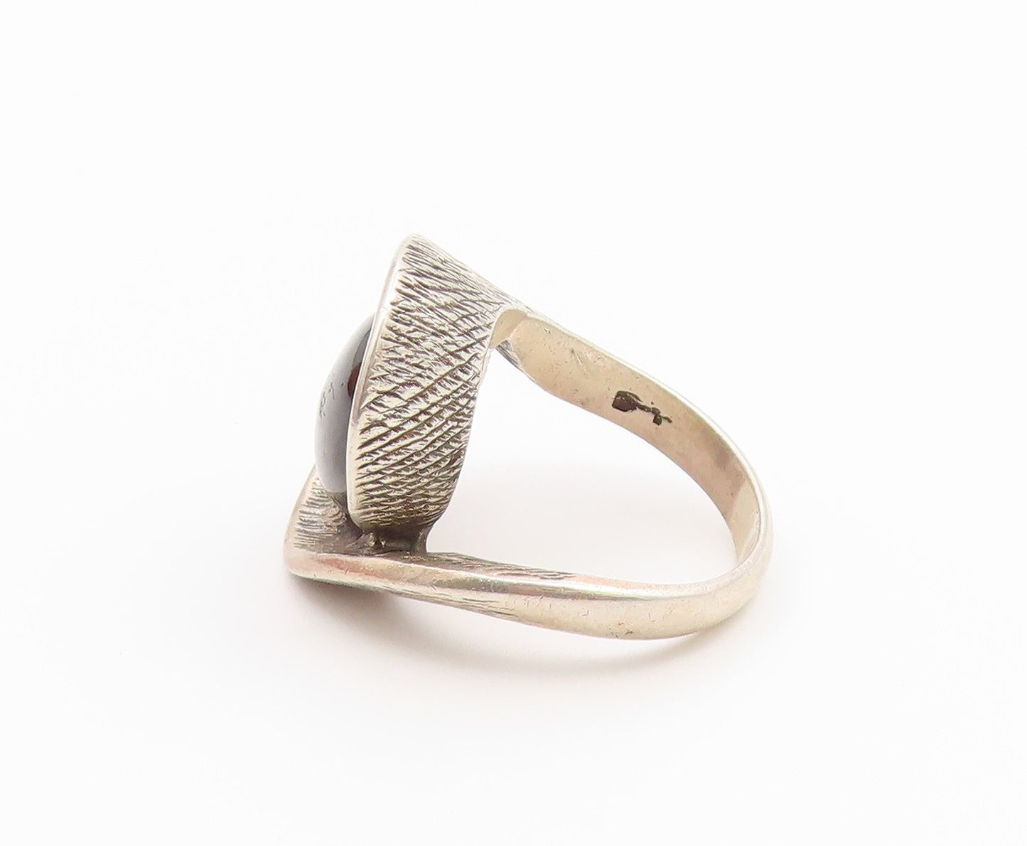 925 Sterling Silver Vintage Ring Modernist Labradorite Band  Sz 8.5  RG36798