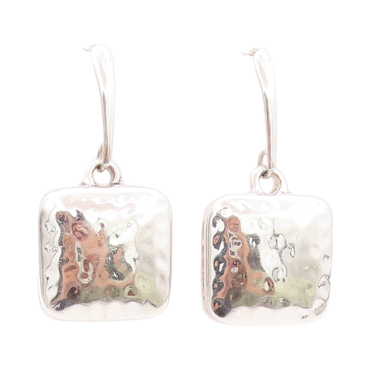 925 Sterling Silver Vintage Earrings Puffed Dangling Hand Bag Design  EG13552