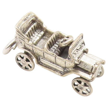 925 Sterling Silver Vintage Pendant Retro Open Top Roadster Car MOVES  PT26627