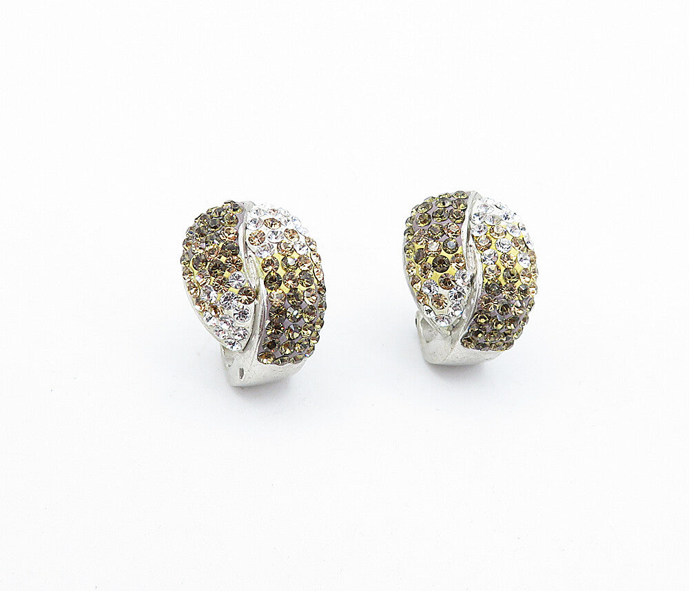 925 Sterling Silver  Vintage Sparkling Crystal Twist Drop Earrings  EG2221