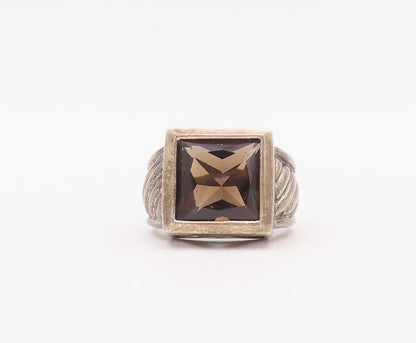925 Sterling Silver Vintage Ring Carved Neck Square Inlay Onyx  Sz 8  RG28019