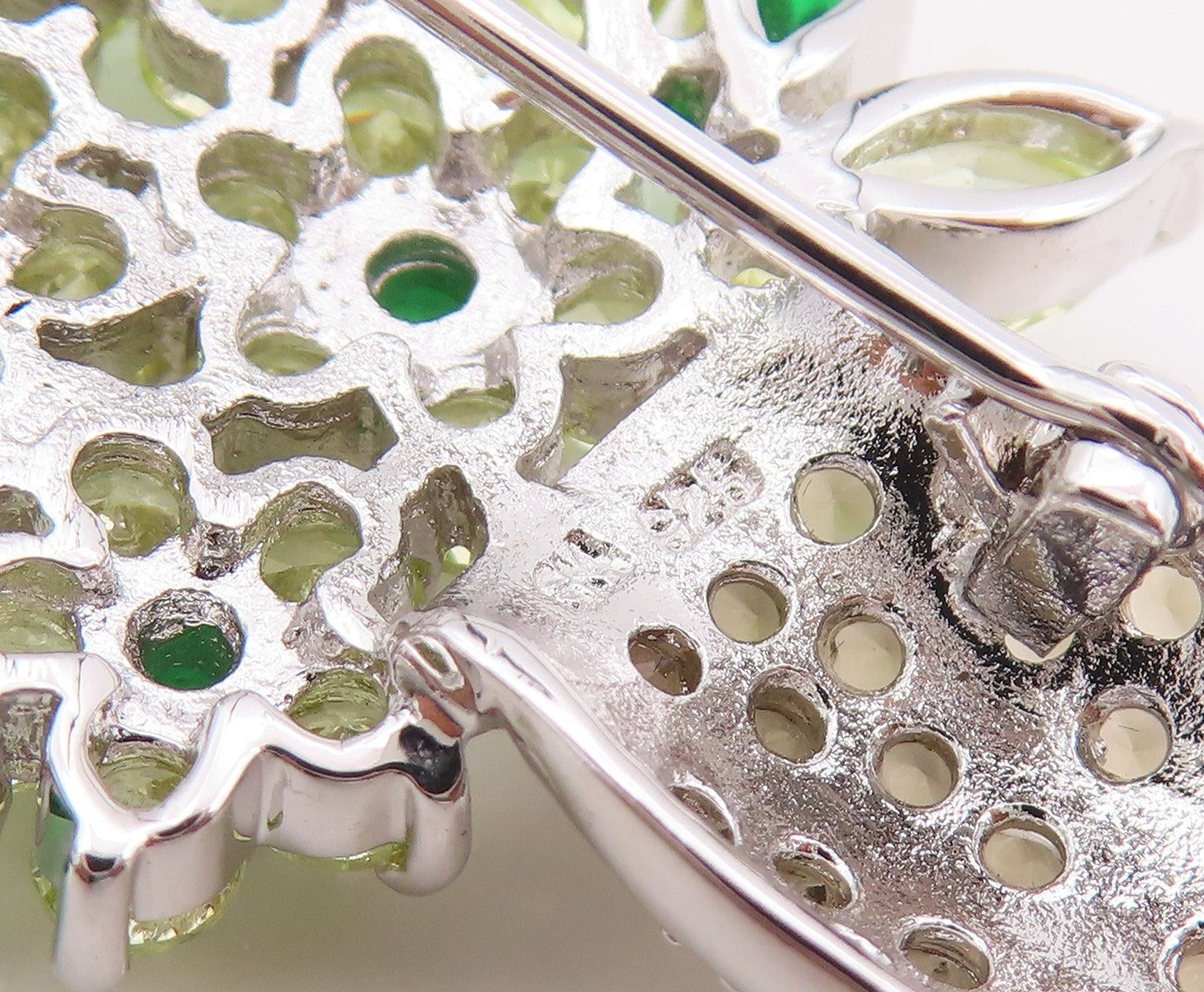 925 Sterling Silver Vintage Brooch Multi Gemstone Floral Bouquet Pin  BP12092