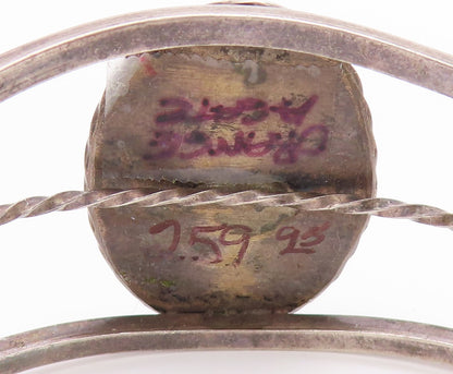 925 Sterling Silver Vintage Bracelet SOUTHWESTERN Cabochon Agate Cuff BT11654