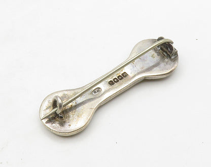 ENGLAND 925 Sterling Silver  Vintage Petite Dark Tone Bar Brooch Pin  BP6366