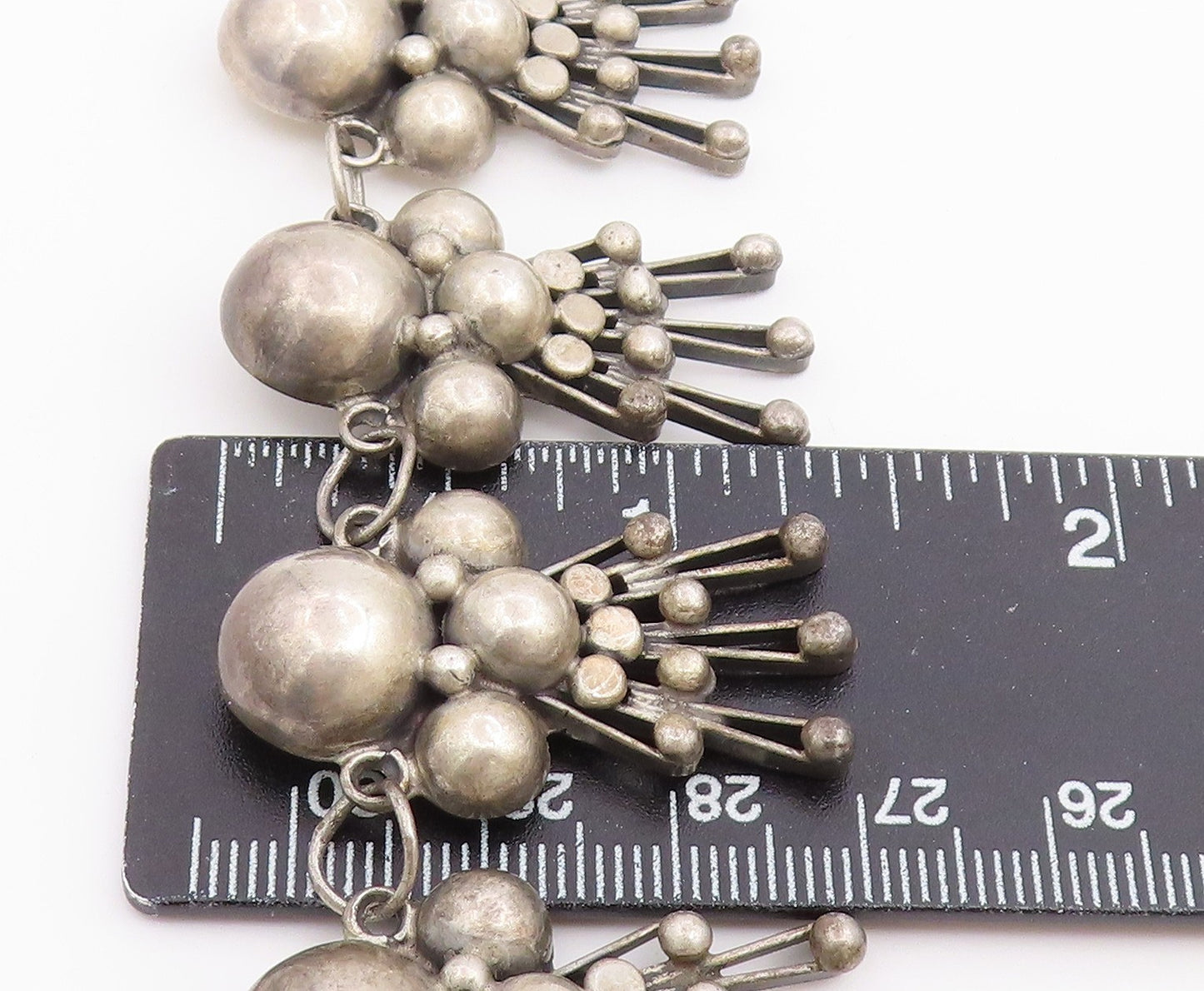 925 Sterling Silver Vintage Necklace TAXCO Doll Motif Statement Chain  NE4886