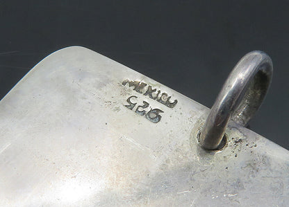 MEXICO 925 Sterling Silver  Vintage Shiny Love Hearts Square Pendant  PT16284
