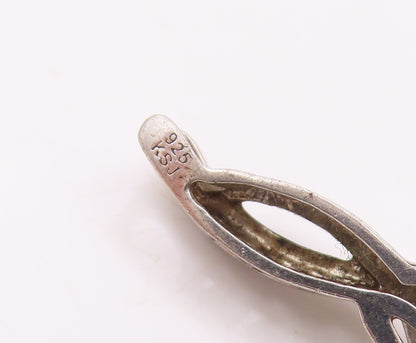 925 Sterling Silver  Vintage Genuine Diamonds Swirl Design Pendant  PT10872
