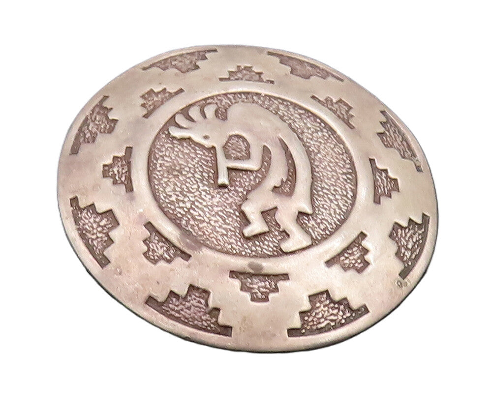 925 Sterling Silver Vintage Brooch Pin NAVAJO Aztec Carved Tribal Man  BP10688