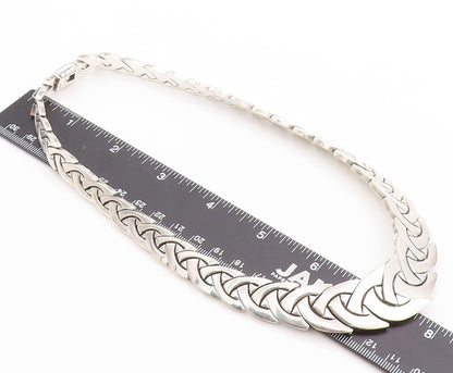 925 Sterling Silver Vintage Necklace Designer Graduated Link Band NE4570