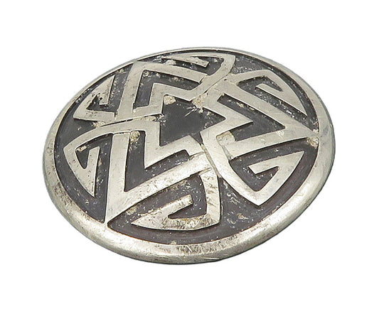 MEXICO 925 Sterling Silver  Vintage Oxidized Pattern Dome Brooch Pin  BP7144