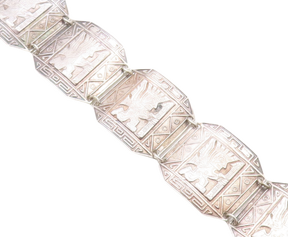 PERU 925 Sterling Silver  Vintage Traditional Pattern Chain Bracelet  BT1825