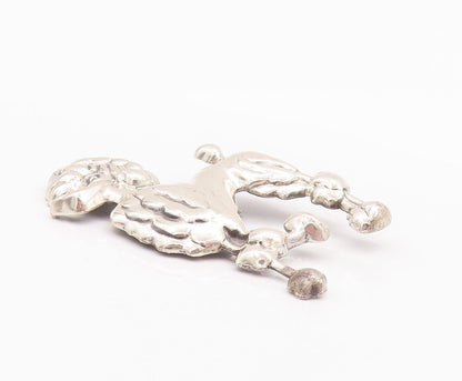 925 Sterling Silver Vintage Brooch Pin LANG Solid Carved Groomed Poodle  BP10846