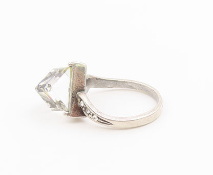 925 Sterling Silver Vintage Ring POLAND Angular Quartz Band  Sz 8  RG36730