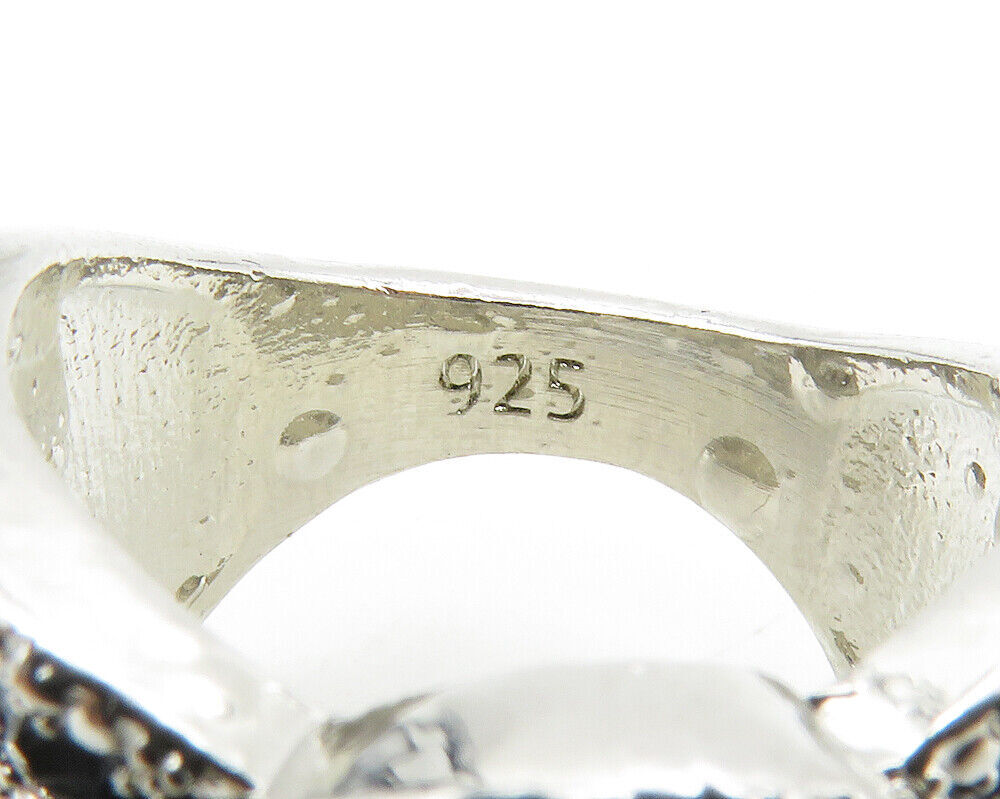925 Sterling Silver  Vintage Blue Topaz Shiny Band Ring Sz 7  RG13941