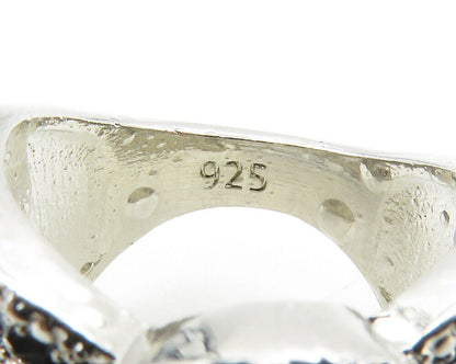 925 Sterling Silver  Vintage Blue Topaz Shiny Band Ring Sz 7  RG13941