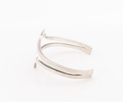 925 Sterling Silver Vintage Bracelet Minimalist Cutout Modernist Cuff  BT10324