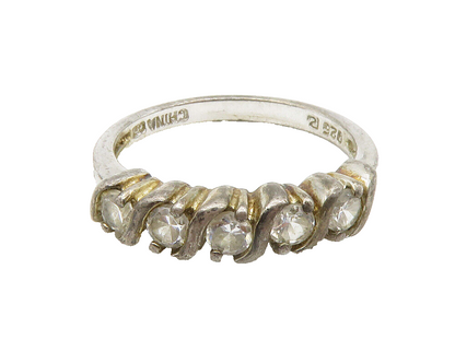 ROSS SIMON 925 Sterling Silver  Vintage Topaz 5 Stone Band Ring Sz 8  RG14757