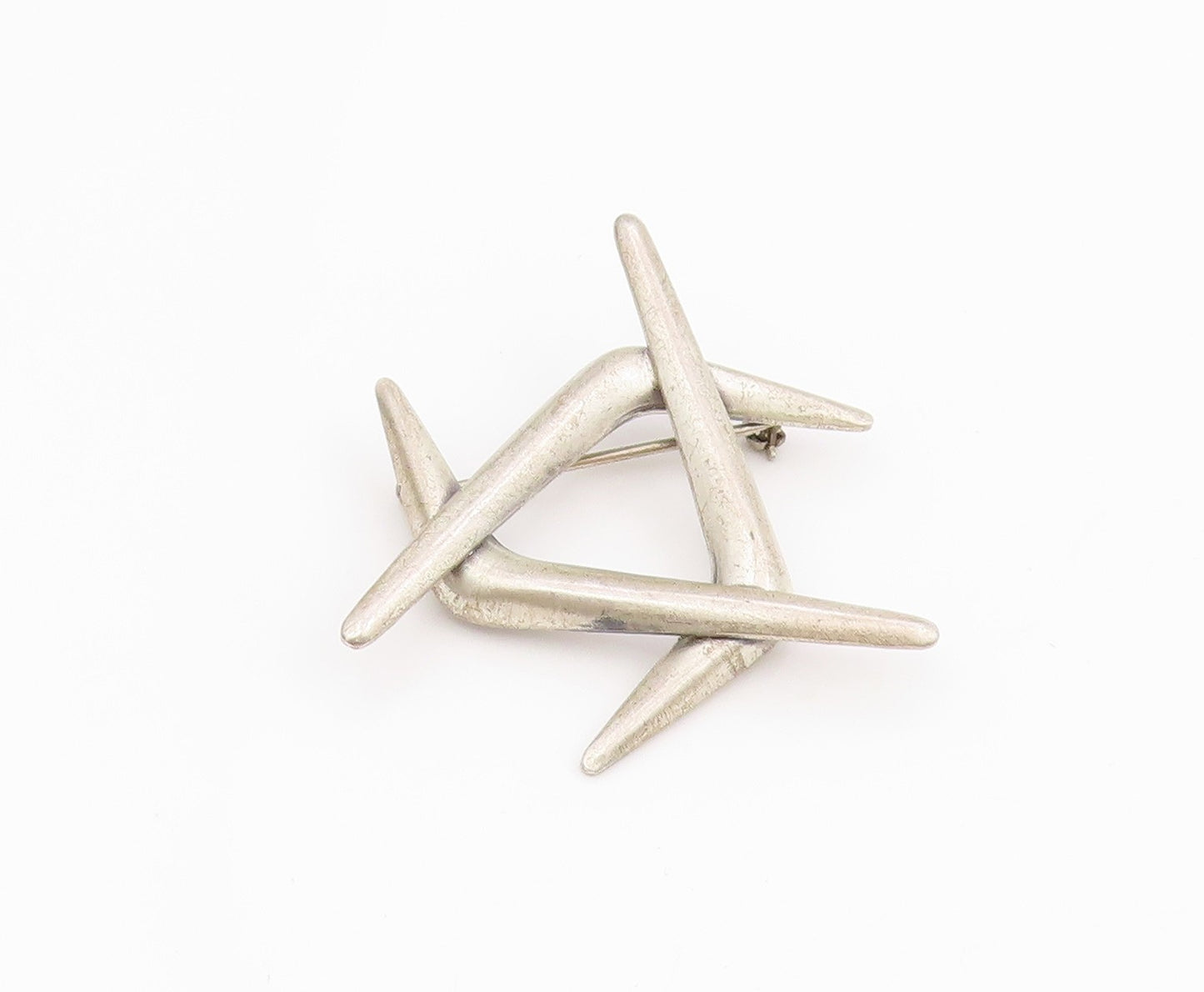 925 Sterling Silver Vintage Brooch Pin BEAU Abstract Interlocking Curve BP12181