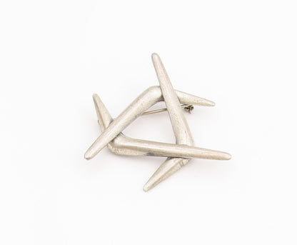925 Sterling Silver Vintage Brooch Pin BEAU Abstract Interlocking Curve BP12181