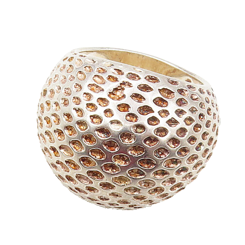 925 Sterling Silver  Vintage Shiny Dotted Dome Band Ring Sz 7  RG17425