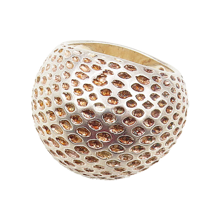 925 Sterling Silver  Vintage Shiny Dotted Dome Band Ring Sz 7  RG17425