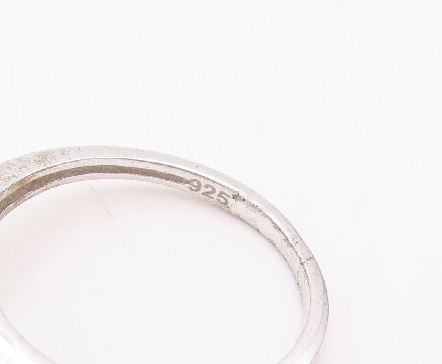 925 Sterling Silver Vintage Ring Minimalist Square Cut Topaz  Sz 7  RG30397